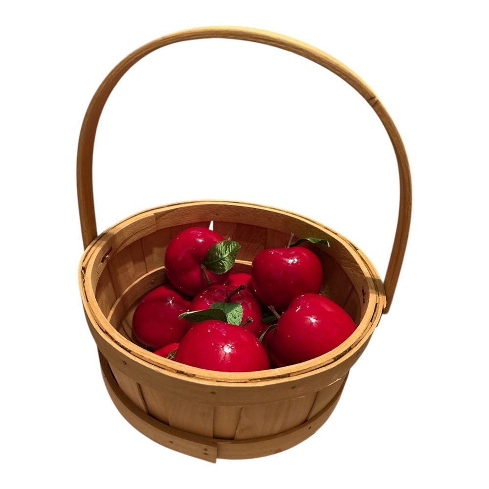 Wooden Basket with Red Decorative Apples